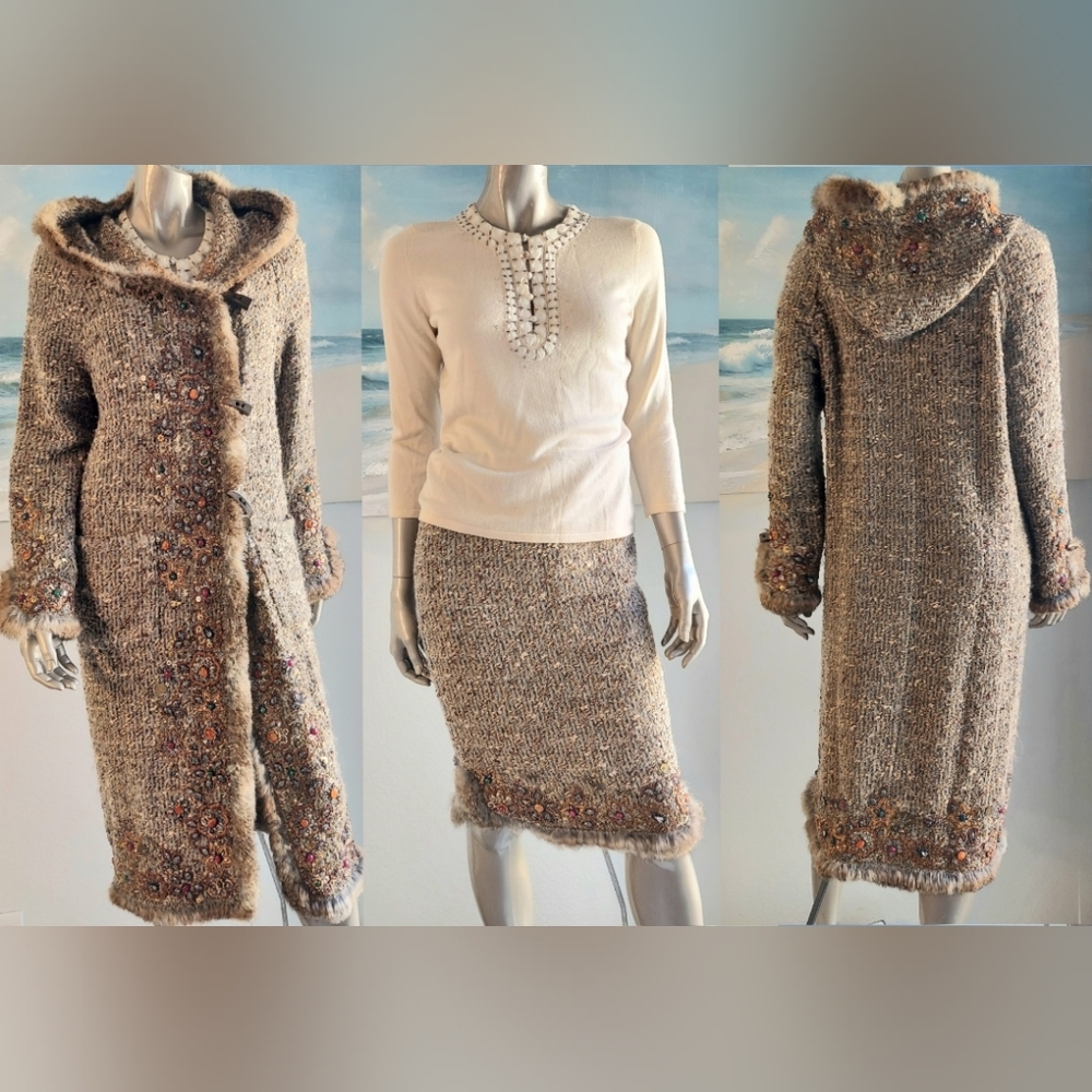 *$13,900 OSCAR DE LA RENTA MOHAIR COAT SKIRT CASMERE SUIT 4 M